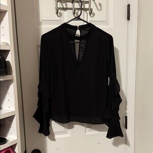 Forever 21 Black Ruffle Sleeve Blouse